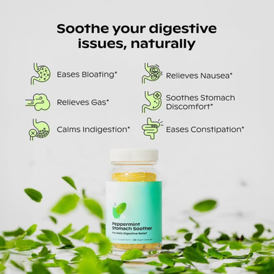 Peppermint Stomach Soother for Bloating - 100% All-Natural Essential Peppermint Oil Softgels