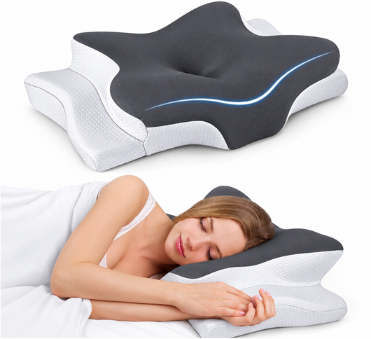 Cooling Memory Neck Pillow, Adjustable Ergonomic Memory Foam Neck Pillows, Cervical Support