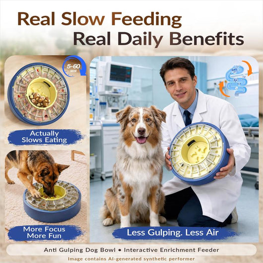 Smart Slow Feeder Dog Bowl – Interactive Puzzle & Anti-Gulping Design
